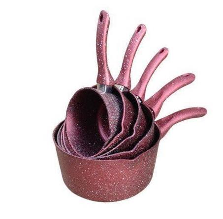 طقم أنيق مكون من 5 كاسرولات من الجرانيت عالي الجودة