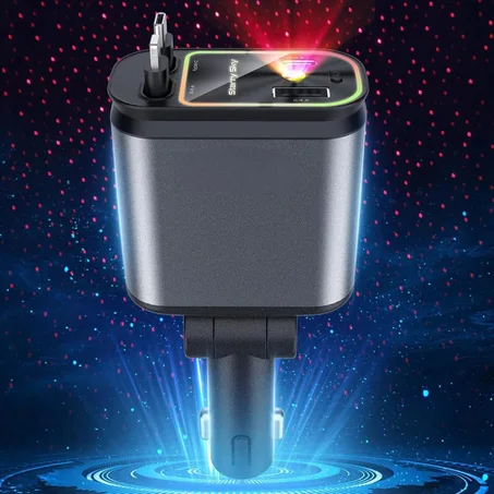 Chargeur Voiture 120W avec Éclairage LED Étoiles & Câbles Rétractables