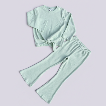 Ensemble Décontracté Côtelé Vert Menthe