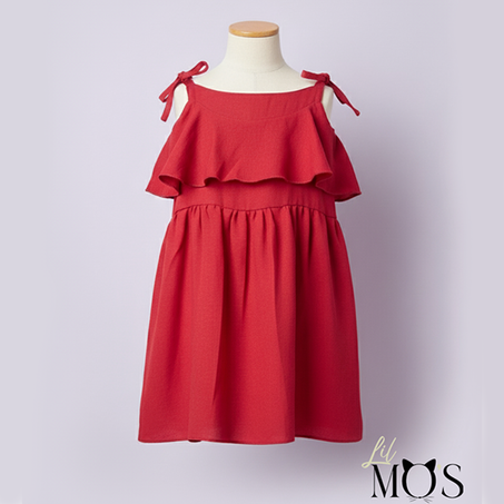 Robe d'Été Rouge Éclatante pour Fille