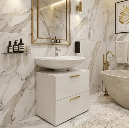 منظم أنيق لحوض الحمام موفر للمساحة