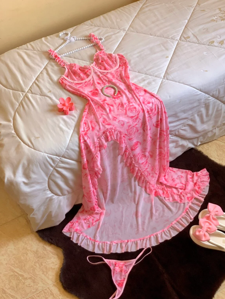 2 pièces/set Robe à bretelles imprimé floral romantique