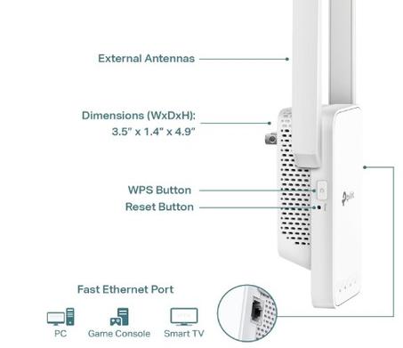 TP - لينك موسع واي فاي AC1200، افضل موسع واي فاي 2025، معزز اشارة منزلية 1.2Gbps ثنائي النطاق 5GHz/2.4GHz، حتى 1600 قدم مربع و32 جهاز، متوافق مع ايزي ميش، منفذ ايثرنت واحد (RE315) قم بزيارة م