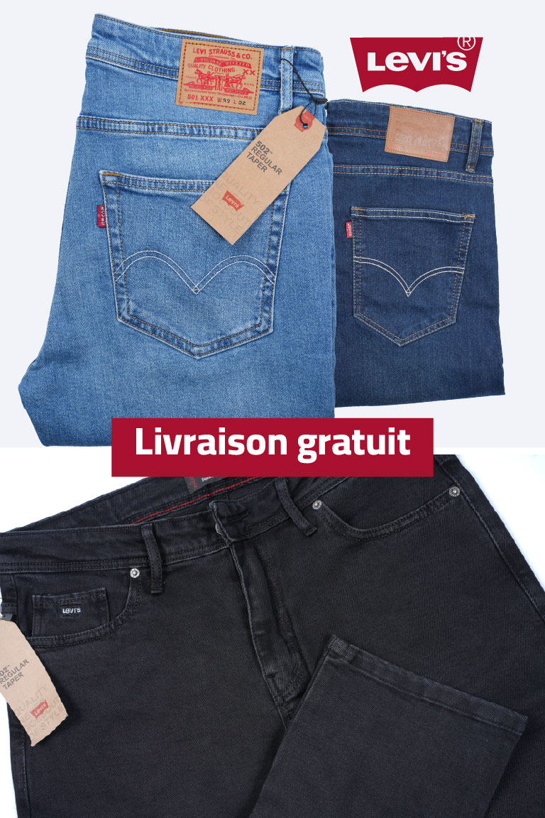 Pack de 3 Levi's De luxe coupe Normal  ( Noir + Bleu petrole + Bleu clair )