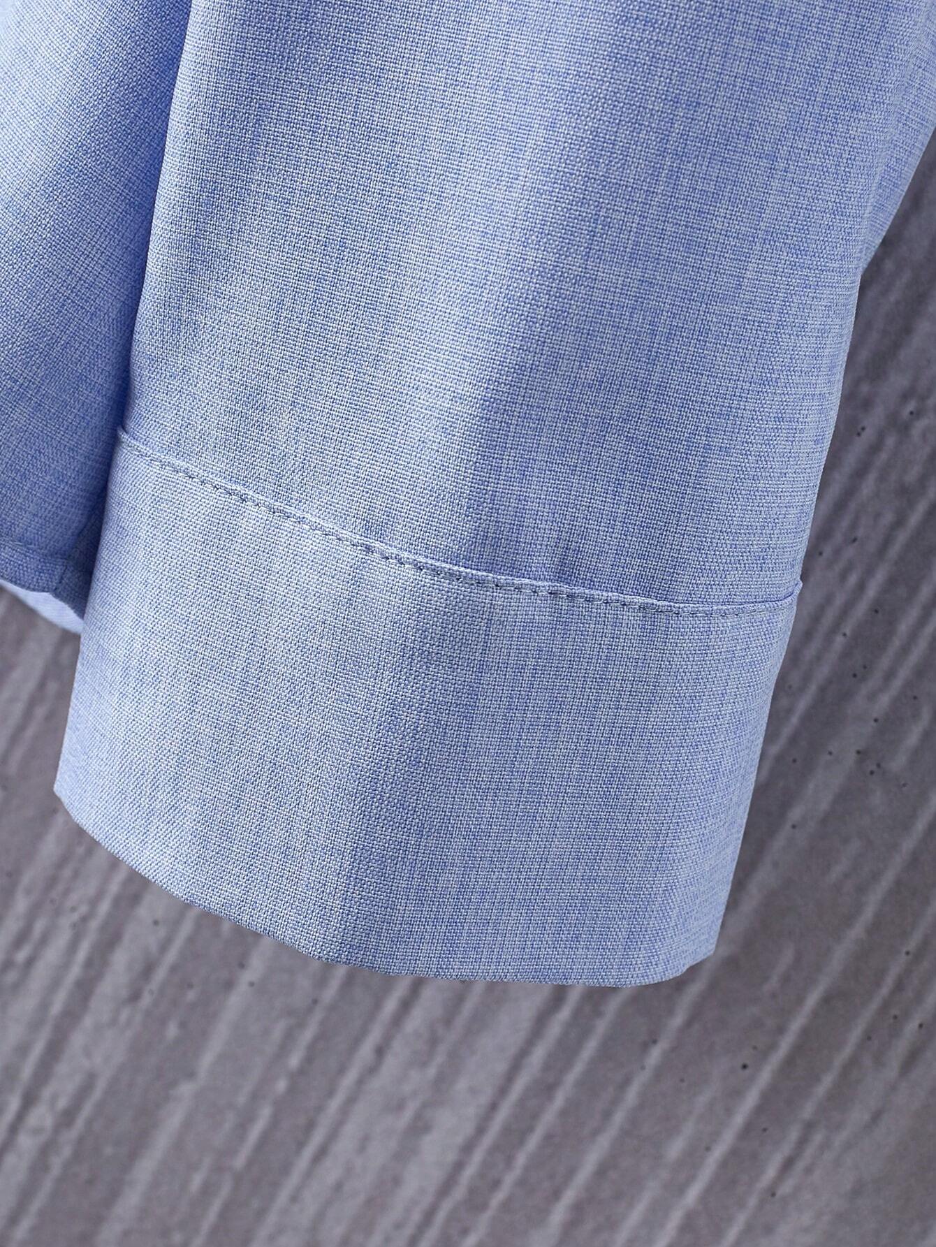 Chemise À Manches Longues Et À Bouton Unique De Couleur Unie