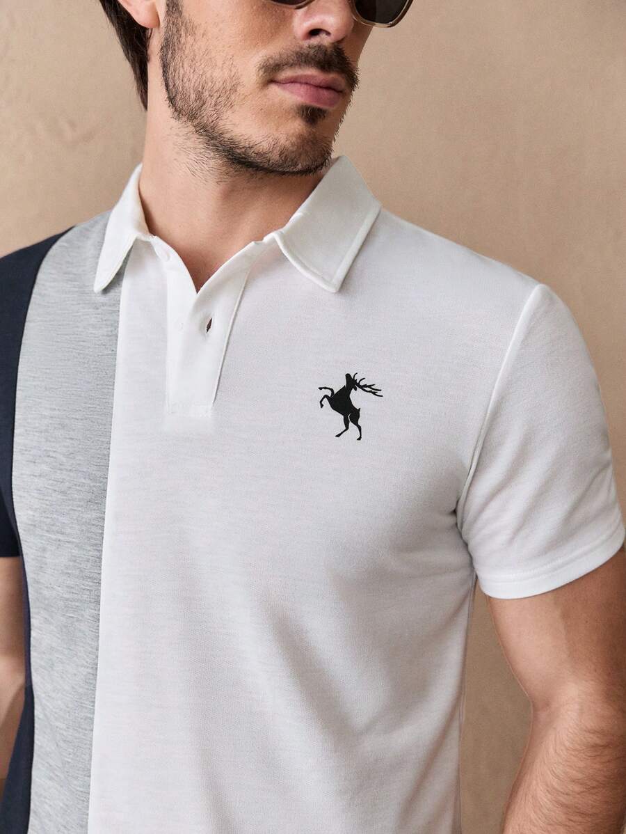 Ensemble sportswear premium – Polo & Short pour hommes avec coutures en blocs de couleur à grain verticale