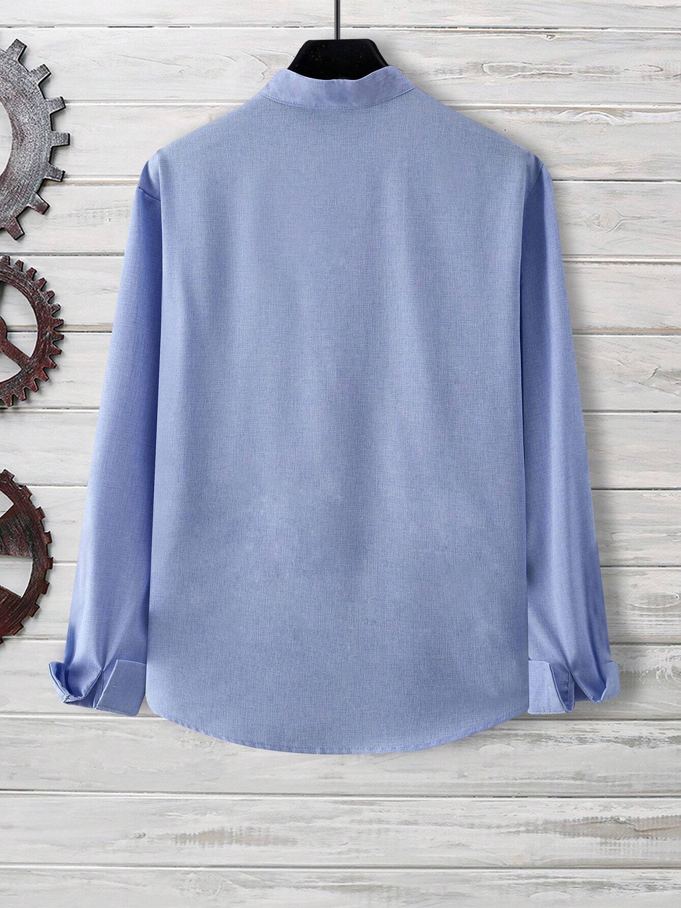 Chemise À Manches Longues Et À Bouton Unique De Couleur Unie