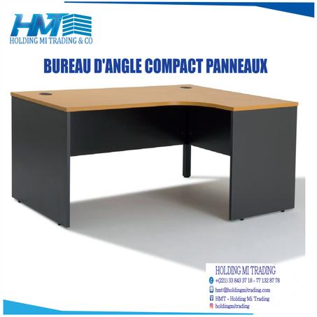 Bureau d'angle sans caisson couleur beige noir 