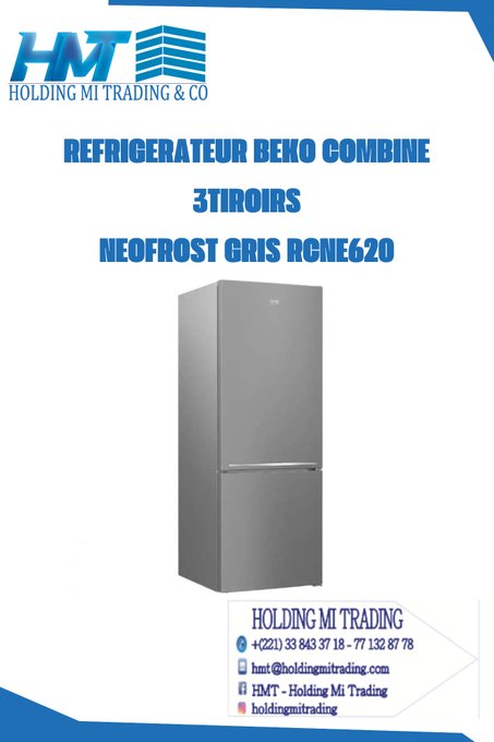 REFRIGERATEUR BEKO COMBINE 3TIROIRS  NEOFROST GRIS RCNE620