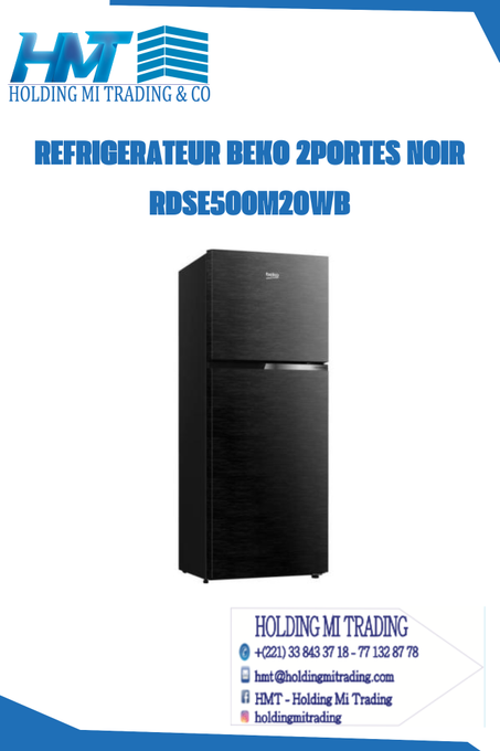 REFRIGERATEUR BEKO 2PORTES NOIR  RDSE500M20WB