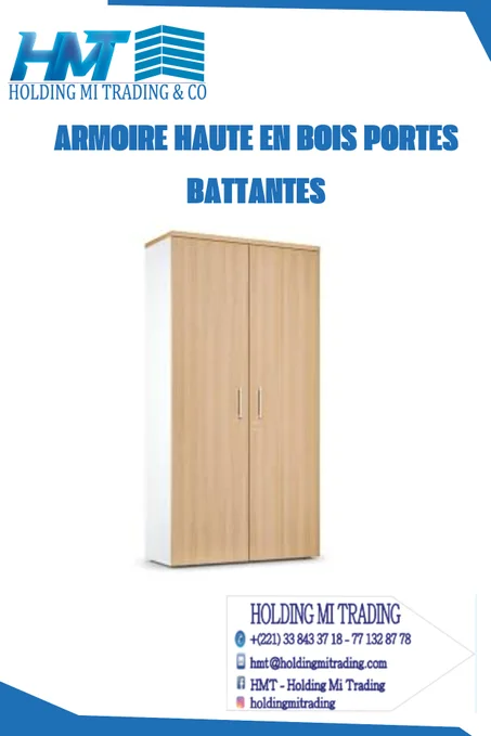 ARMOIRE HAUTE EN BOIS PORTES BATTANTES