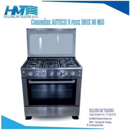 CUISINIÈRE ASTECH 5 FEUX 80 X 60 INOX 80 MIS