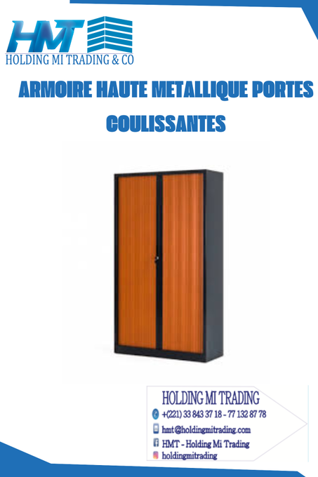 ARMOIRE HAUTE METALLIQUE PORTES COULISSANTES