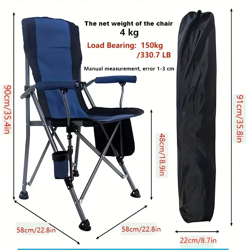 chaise de camping portable avec poche latérale, chaise pliante portable,   pour la plage, la pêche, les  , les  - , la pelouse détails 8