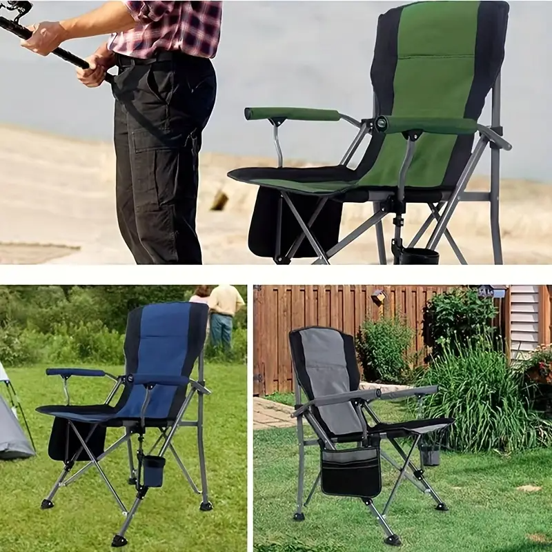 chaise de camping portable avec poche latérale, chaise pliante portable,   pour la plage, la pêche, les  , les  - , la pelouse détails 1