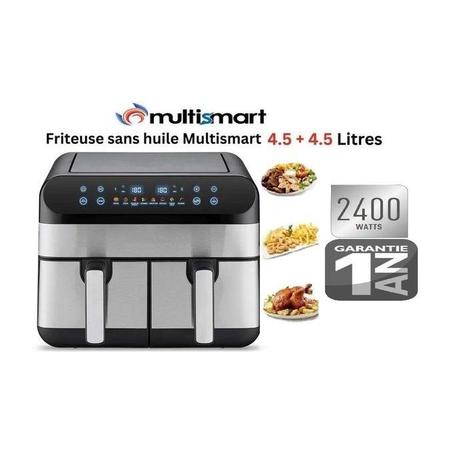 Multismart Friteuse Air Fryer sans huile - 9L double bac 2400W