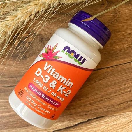 Vitamines D3 et K2 120 capsules 1000IU NOW FOODS
