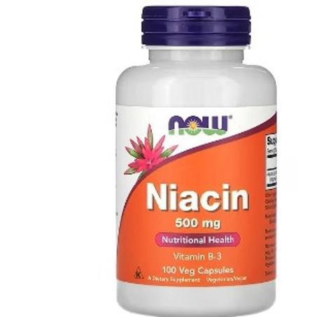 نياسين، 500 ملجم، 100 كبسولة نباتية NIACIN NOW FOODS Made in USA
