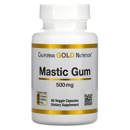 صمغ المستكة، 500 ملجم  California Gold Nutrition Mastic Gum 500 Mg 60 Capsules Végétariennes