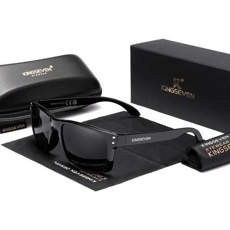 KINGSEVEN®   ORIGINAL CARRE RETRO  N758-  EN FIBRE DE CARBONE - ANTIREFLET ET ANTIRAYURE - POLARISER HD ET  100% UV400