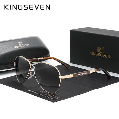 KINGSEVEN®   ORIGINAL   CLASSIQUE AVIATOR N7730 - CADRE EN TITANIUM-  POLARISER HD ET 100% UV400
