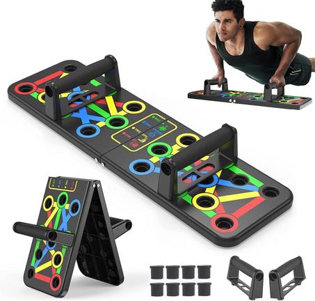 لوح تمارين ضغط متعدد الوظائف 14 في 1 – لتقوية الصدر، الكتفين، الذراعين والظهر – جهاز لياقة بدنية منزلي محمول