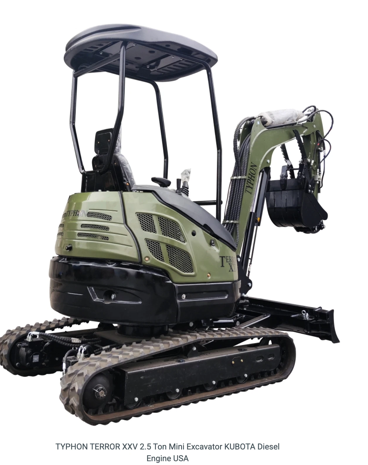TYPHON 2.5 Ton Mini Excavator KUBOTA Diesel Engine USA W 14 attachments