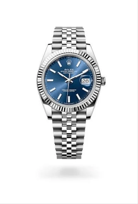 ساعة رجالي ستيل rolex datejust 41 باللون الفضي والأزرق