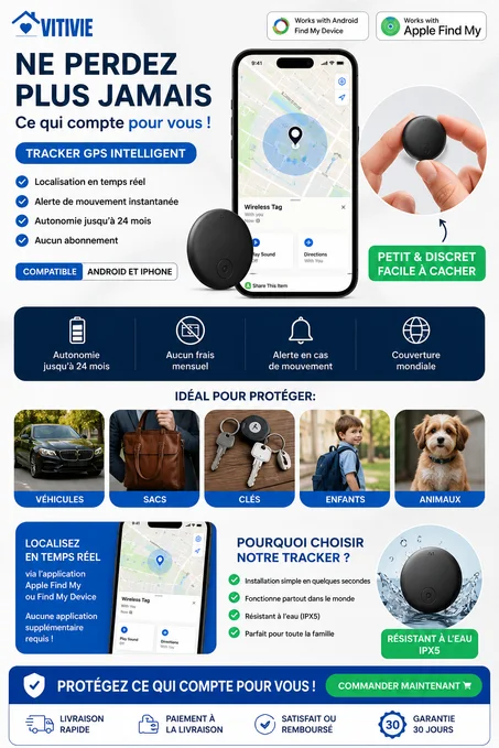 GP90 - Tracker GPS précis sans abonnement (android/apple)
