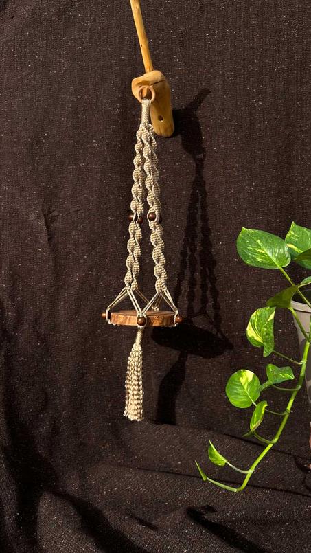 Bronze⚱️ macrame  avec plaque en bois et support gratuit