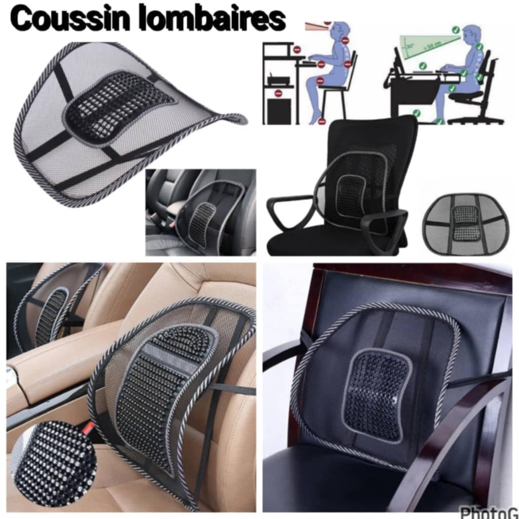 ⭐ Coussin Lombaire Ergonomique – Soulage le Mal de Dos pour Bureau & Voiture ⭐