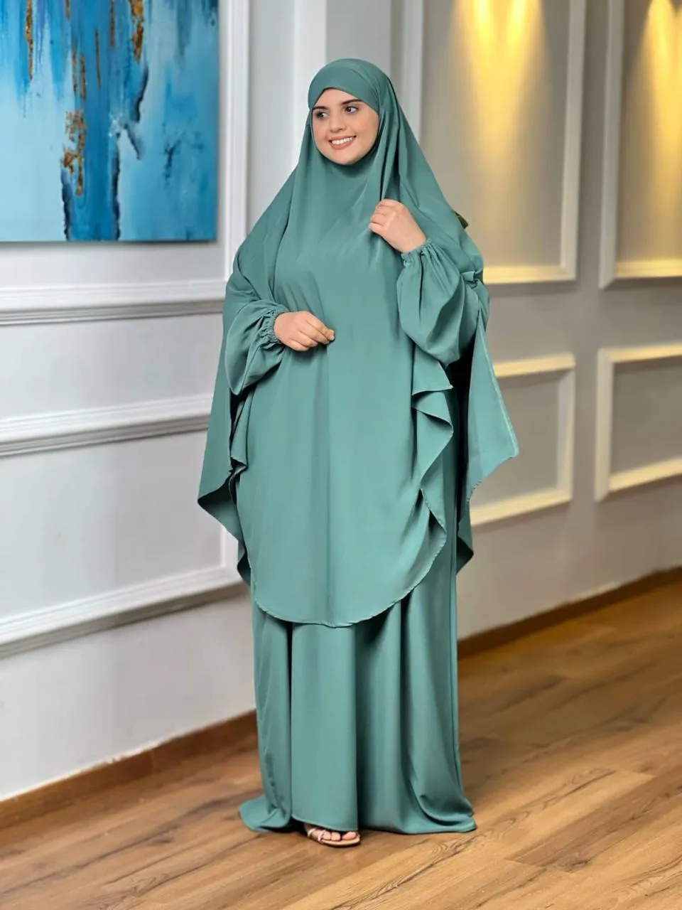 عباية بالخمار الساتر ثوب ثوب كريب روزا (copy) (copy)