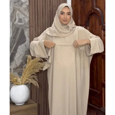 عباية صلاة محتشمة مع شال وجيب مخفي