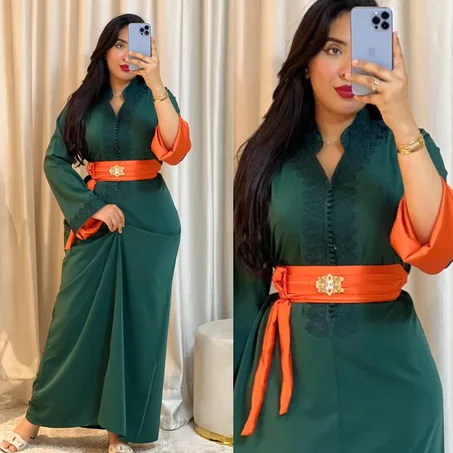 قفطان مغربي بالمضمة والبروش 2