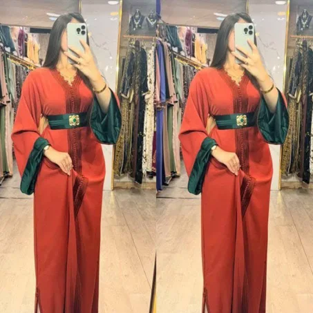 قفطان مغربي بالمضمة والبروش
