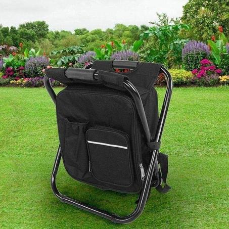 Sac à dos pliable avec chaise intégrée, multifonction, noir