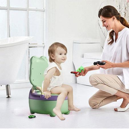 مقعد مرحاض للأطفال مع مقابض (أخضر) - مريح وعملي