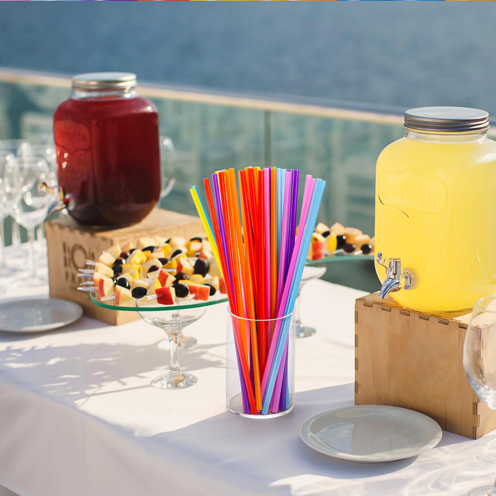 Pailles multicolores en plastique 100 pièces pour boissons froides