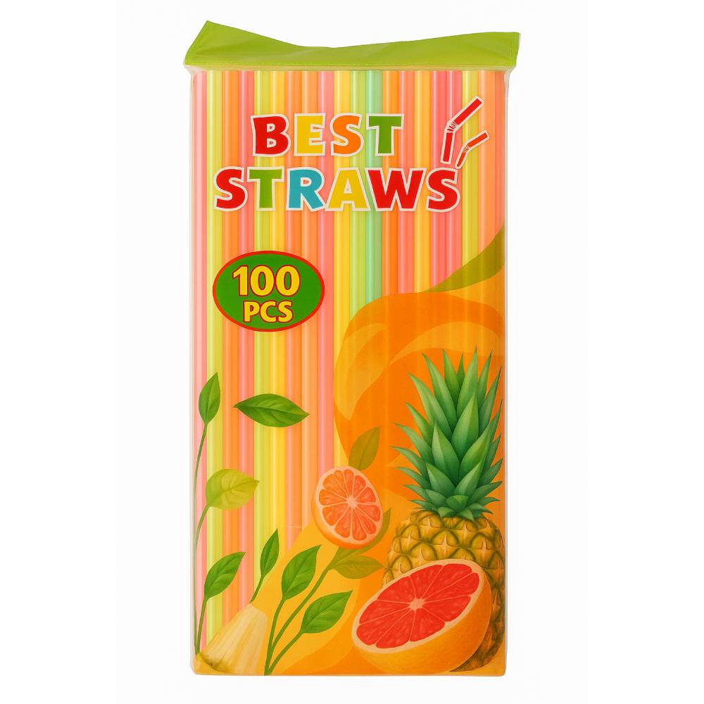 Pailles multicolores en plastique 100 pièces pour boissons froides