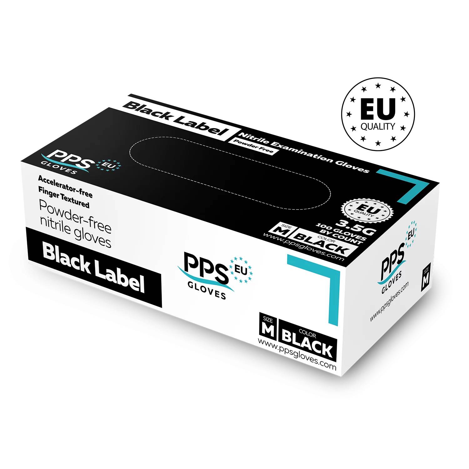 Gants Nitrile Noir Non Poudrés 3,5G - Boite 100 unités