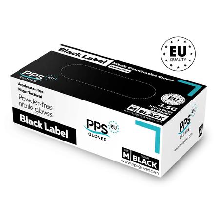 Gants Nitrile Noir Non Poudrés 3,5G - Boite 100 unités