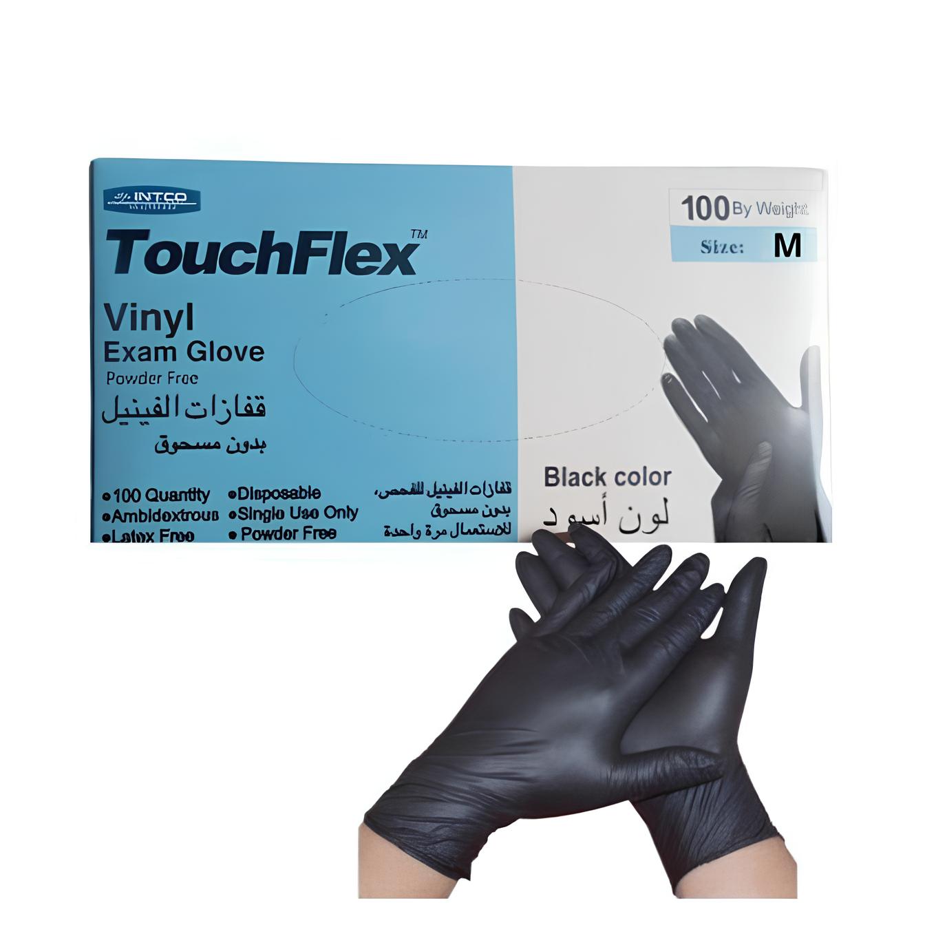 Gants en Vinyle Noir Jetables Sans Poudre – Boîte de 100
