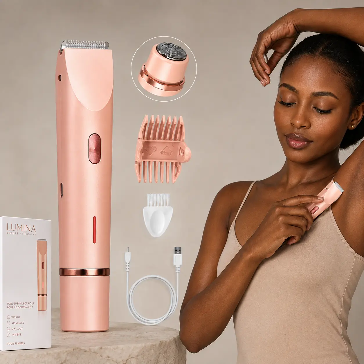 Rasoir Féminin 2-en-1 Corps & Bikini – Jambes, Aisselles et Zones Intimes