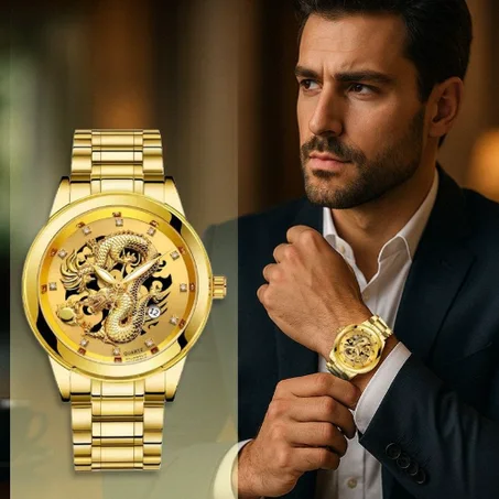 Quartz Wrist Watch Diamonds Men Watch