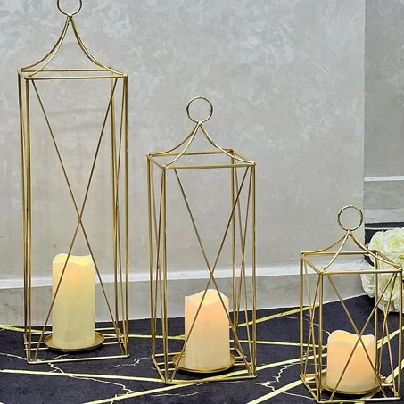 3 فوانيس خاصة بالشمع من الفولاد غير قابل للصدأ