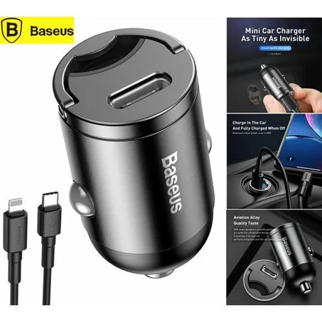 Chargeur de voiture Baseus 30W 5A Type C Charge rapide pour appareils Android et iOS
