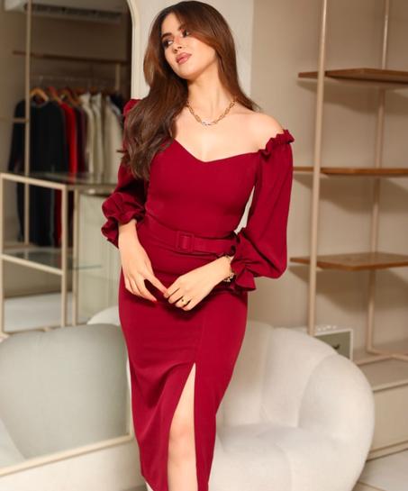 Robe droite fendue
