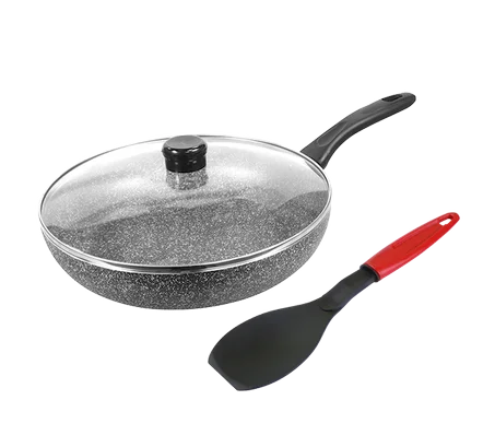 مقلاة الجرانيت بغطاء زجاجي ✅