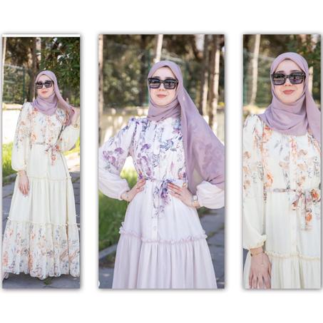 فستان  تركي -🌺همس الزهور 🌺-  جودة عالية