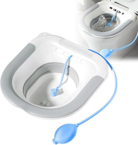 Bain d'assise pour les toilettes avec rinçage, insert de bidet pour toilettes, baignoire pliable pour hémorroïdes, soins post-partum, femmes enceintes et personnes âgées